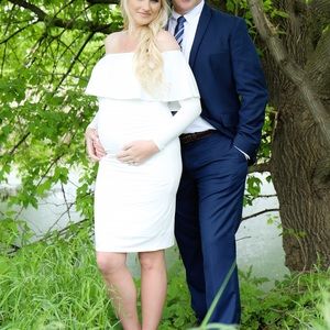 White Off-Shoulder Maternity Dress